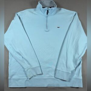 Vineyard Vines 1/4 Zip Saltwater Knit Pullover L Light Blue